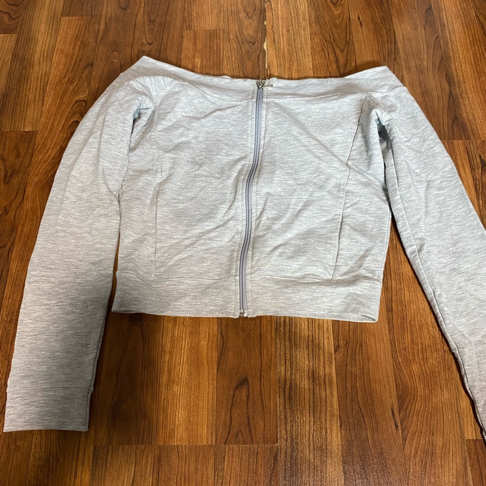 off the shoulder zip up